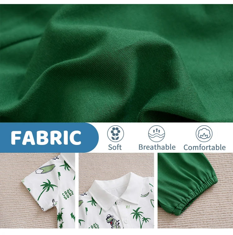 GiggleBubs Baby boy Cloth Set Summer Toddler Outfit dinosaur print pants with Cotton short sleeve Shirt