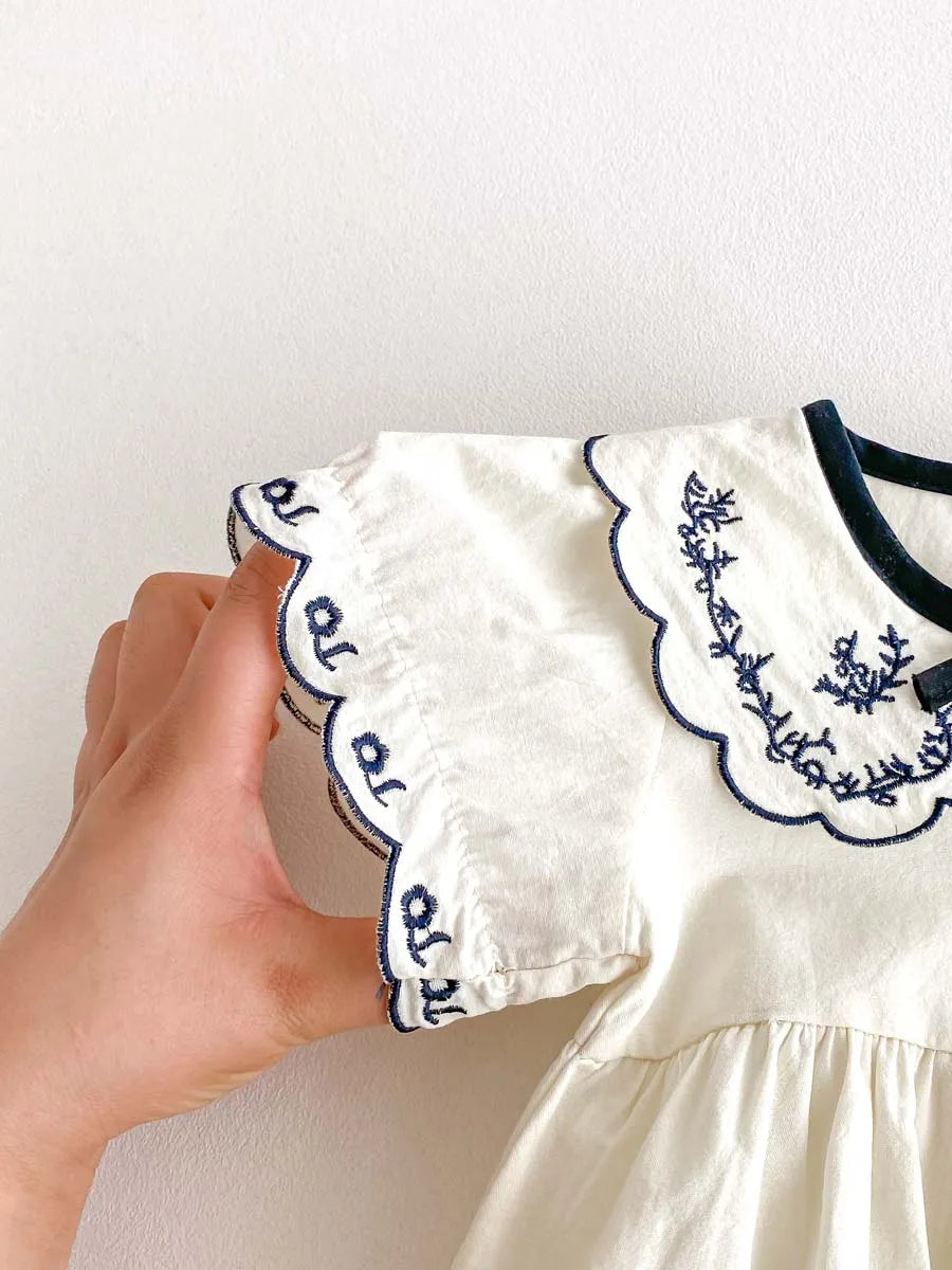 GiggleBubs, Baby Girl Embroidered, Short Sleeve Jumpsuit