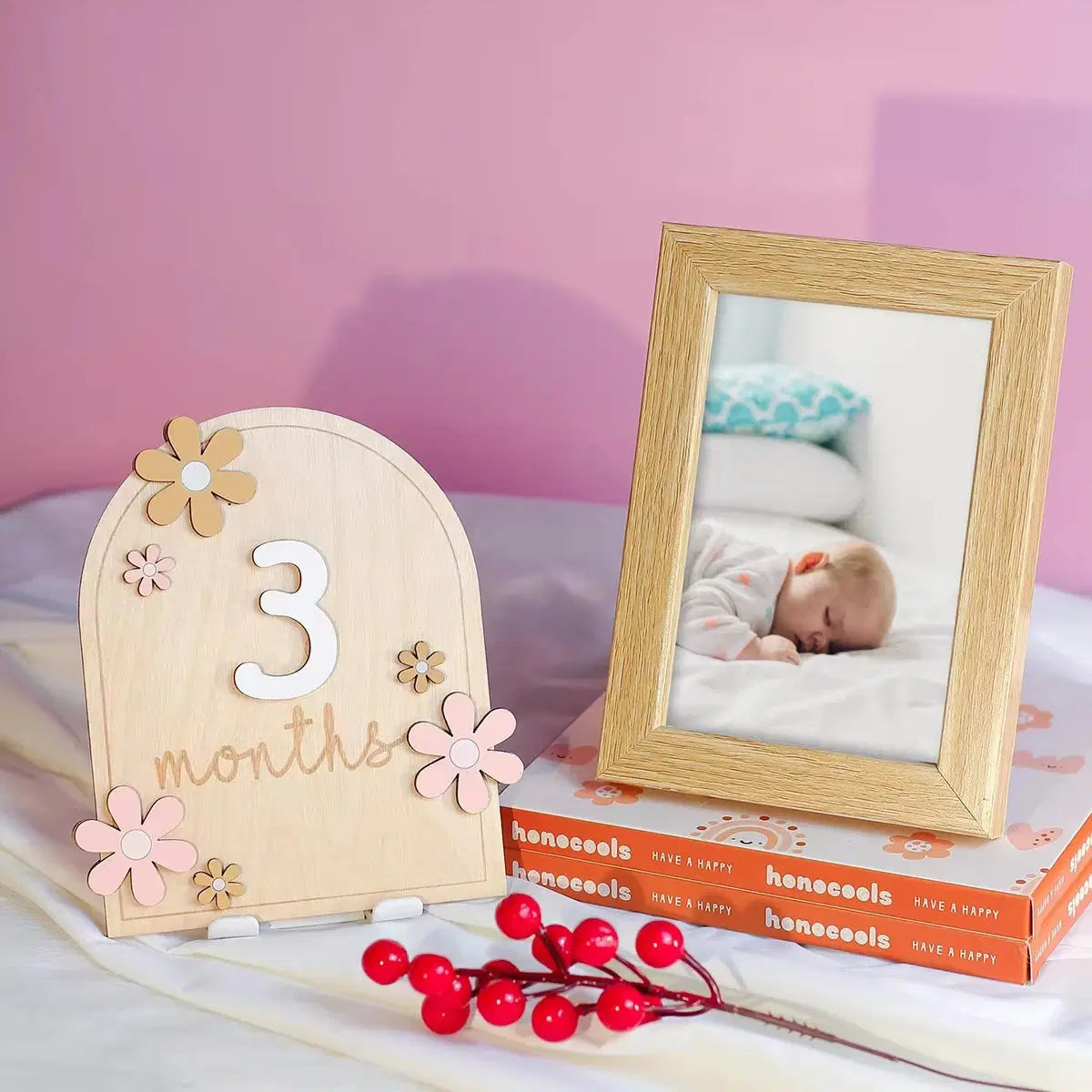 Giggle Bubs Wooden Baby Millstone Card