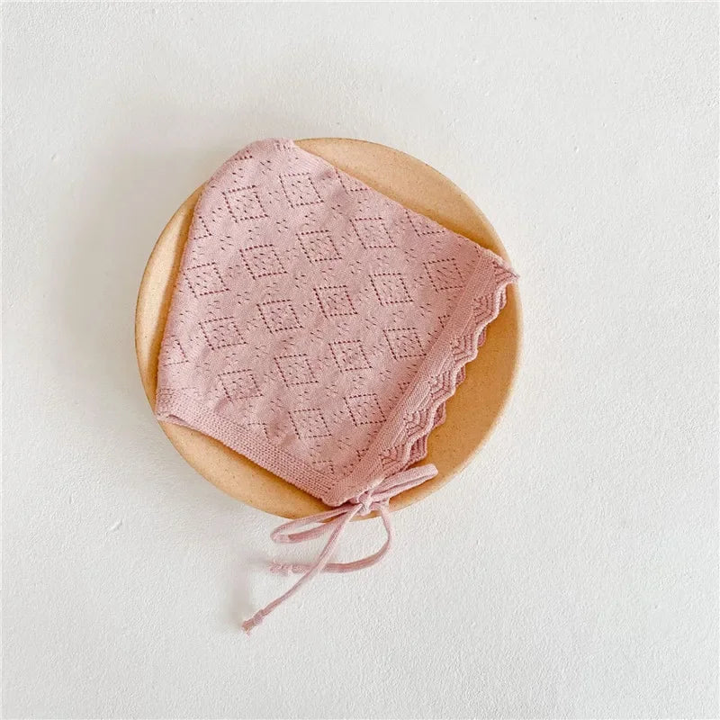 GiggleBubs, Baby, Cotton Solid Color Caps Infant and Toddler Knitted with Lace Flowers.