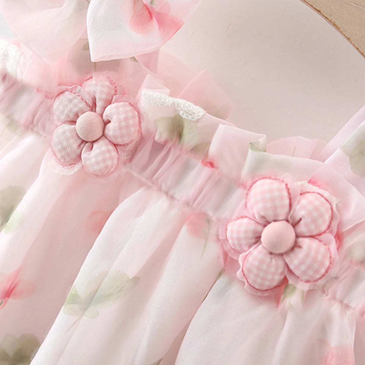 GiggleBubs Camisole Dress Sweet Cute Mesh Embroidered Bow Princess Dress (9_12 M) “almost gone“