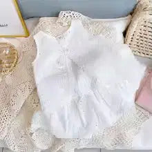 Giggle Bubs, Baby Girl Sleeveless Lace Cotton T-shirt and short
