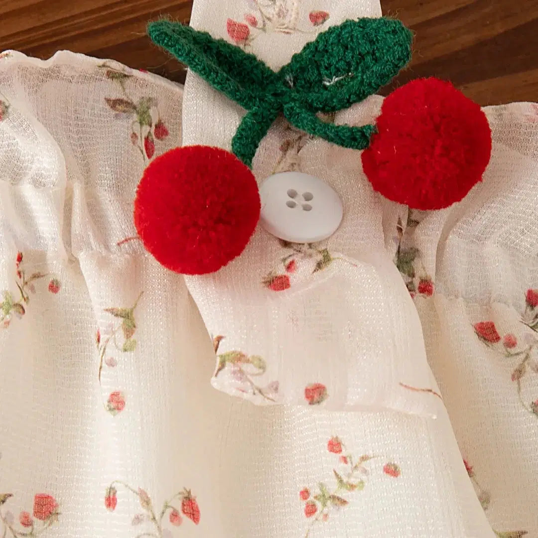 Baby Girl Summer Floral Cherry Halter Dress Set