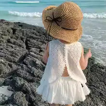 Giggle Bubs, Baby Girl Sleeveless Lace Cotton T-shirt and short