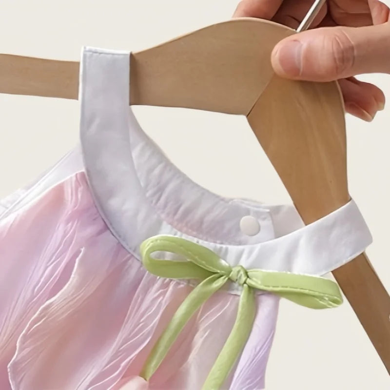 GiggleBub Baby Girls' Tulip Decor Inspired Iridescent Halter Sling Princess Romper Dress