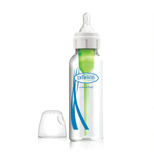 DR BROWN'S OPTIONS+ ANTI COLIC NARROW NECK GLASS BOTTLE WITH LEVEL 1 TEAT, 250ML