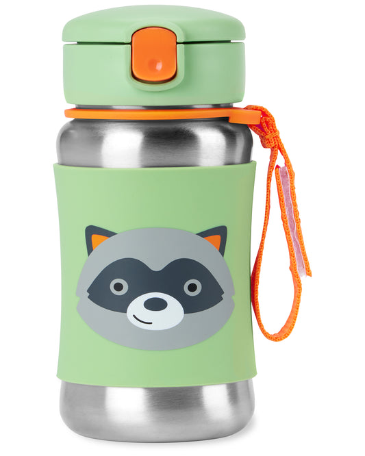 SKIP HOP ZOO STAINLESS STEEL STRAW BOTTLE - RACCOON