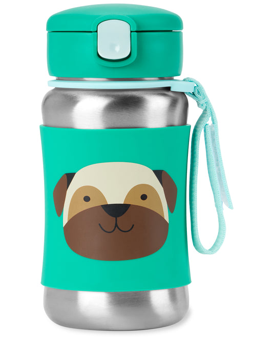 SKIP HOP ZOO STAINLESS STEEL STRAW BOTTLE - PUG