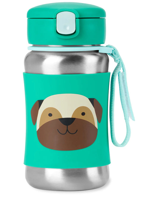 Skip Hop Zoo Stainless Steel Straw Bottle Pug