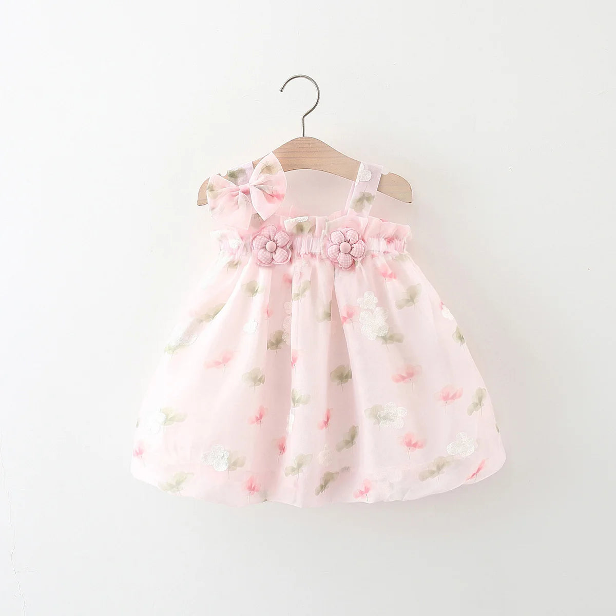 GiggleBubs Camisole Dress Sweet Cute Mesh Embroidered Bow Princess Dress (9_12 M) “almost gone“