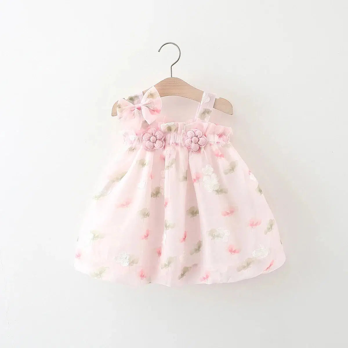 Giggle Bubs Camisole Dress Sweet Cute Mesh Embroidered Bow Princess Dress (9_12 M) “almost gone“