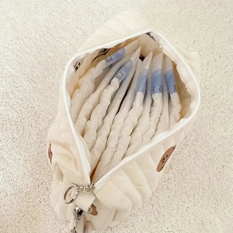 GiggleBubs, Cotton Portable Storage Bag Zipper, Embroidery Diaper Bag