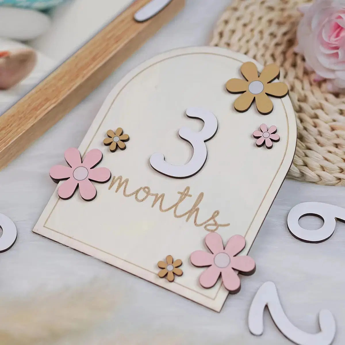 Giggle Bubs Wooden Baby Millstone Card