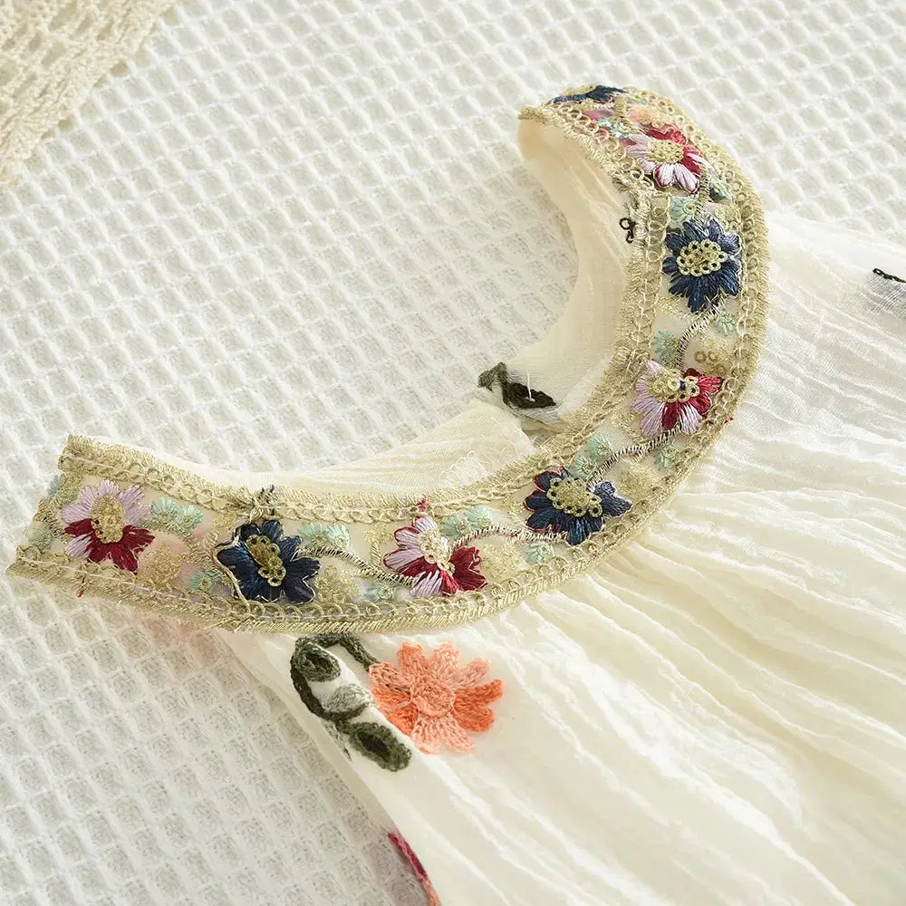 Giggle Bubs Baby Girl Summer Flower Embroidery Cotton Dress