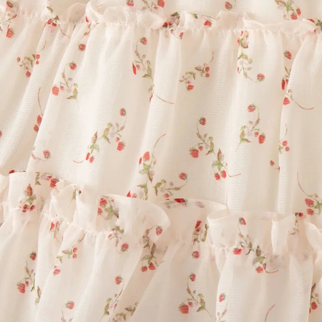 Baby Girl Summer Floral Cherry Halter Dress Set