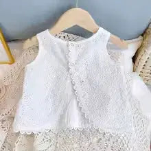 Giggle Bubs, Baby Girl Sleeveless Lace Cotton T-shirt and short