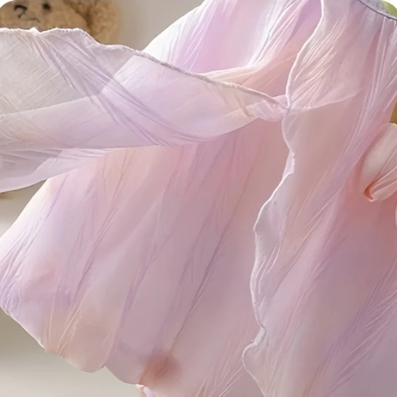 GiggleBub Baby Girls' Tulip Decor Inspired Iridescent Halter Sling Princess Romper Dress