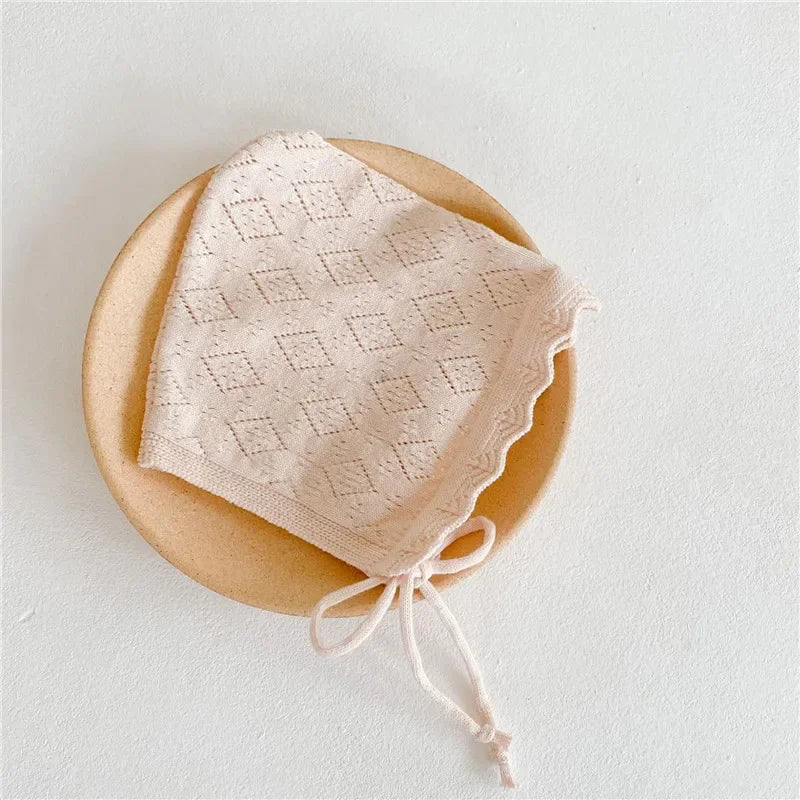 GiggleBubs, Baby, Cotton Solid Color Caps Infant and Toddler Knitted with Lace Flowers.