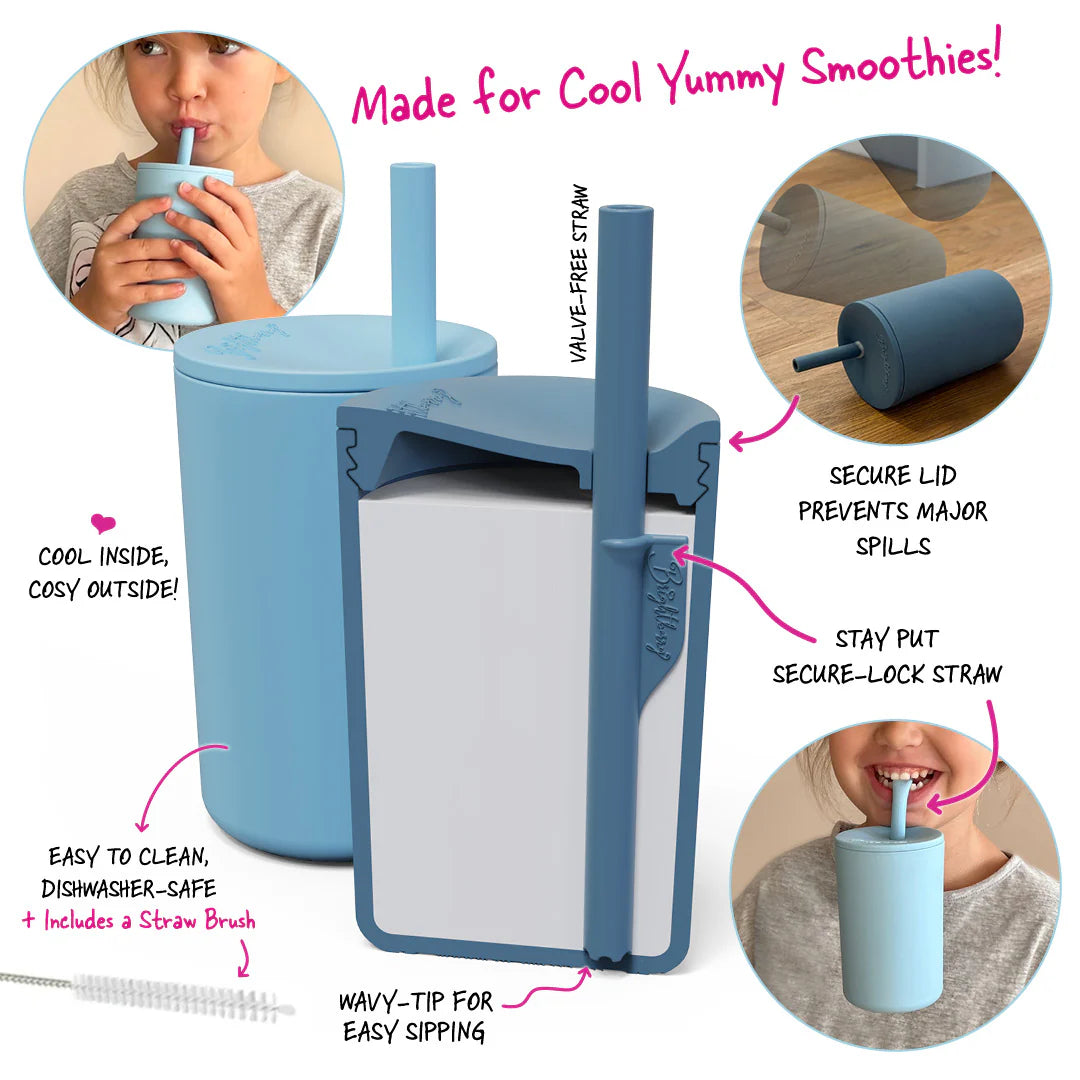 Bright Berry Kids Smoothie Cup with Straw & Secure Lid, Pink