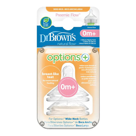 DR BROWN'S OPTIONS+ ANTI COLIC WIDE NECK TEATS PREMMIE