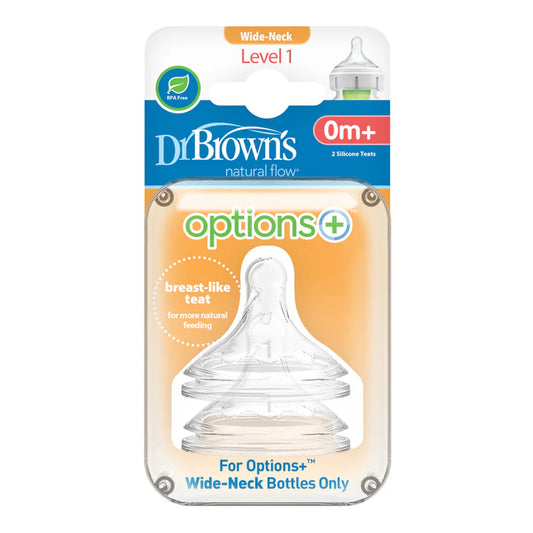 DR BROWN'S OPTIONS+ ANTI COLIC WIDE NECK TEATS LEVEL 1