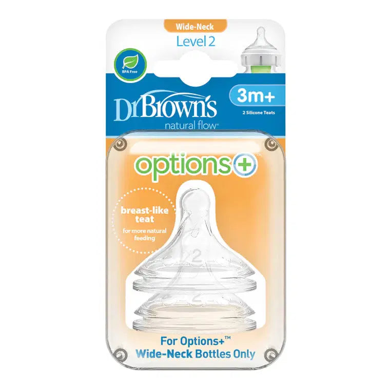 DR BROWN'S OPTIONS+ ANTI COLIC WIDE NECK TEATS LEVEL 2