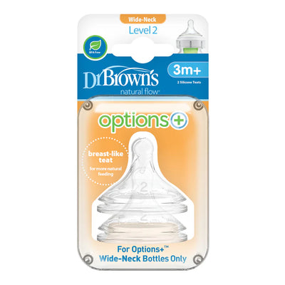 DR BROWN'S OPTIONS+ ANTI COLIC WIDE NECK TEATS LEVEL 2