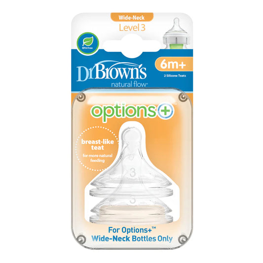 DR BROWN'S OPTIONS+ ANTI COLIC WIDE NECK TEATS LEVEL 3