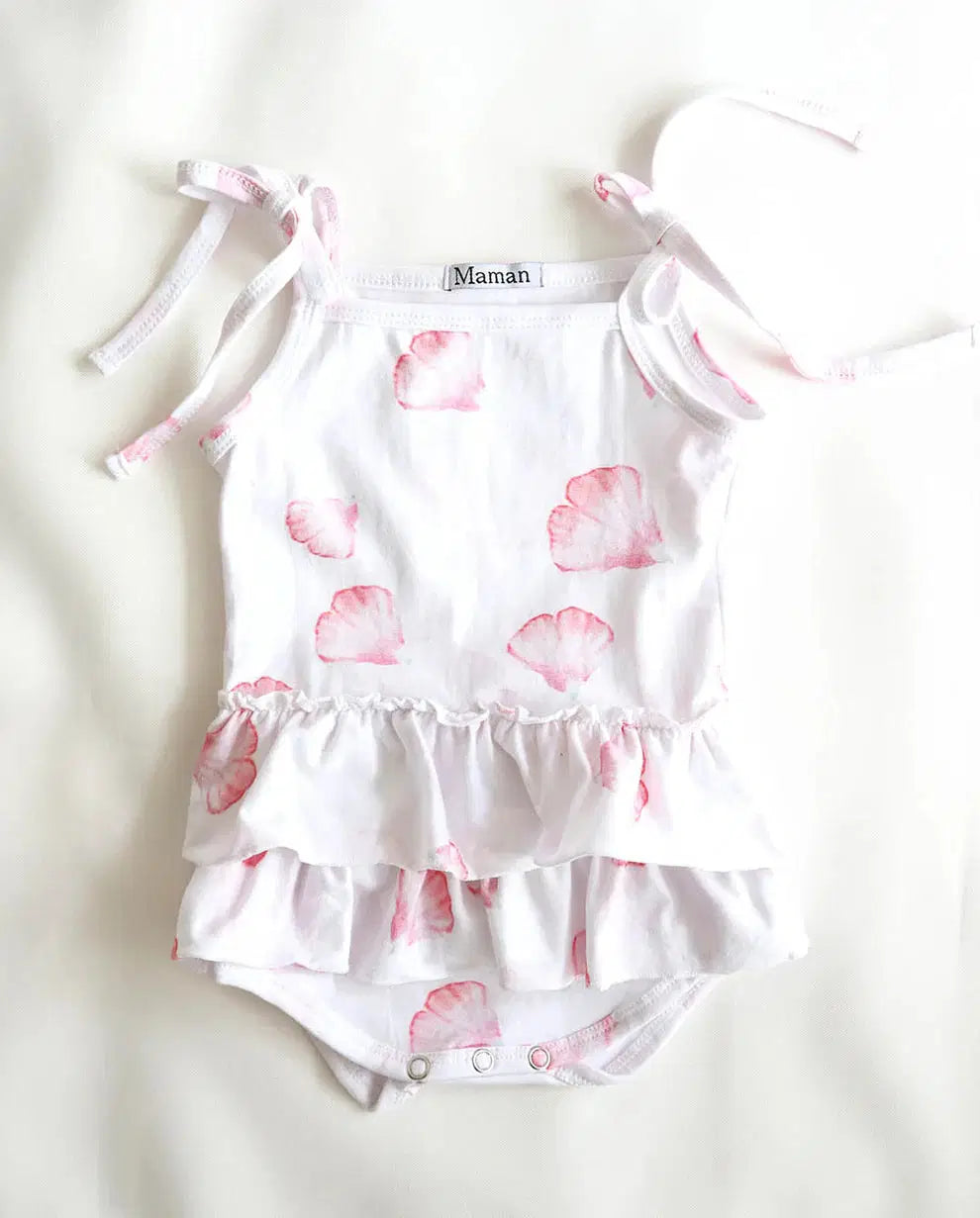 Baby Girls Aerin Petal Cotton Jersey Tie Shoulder Romper