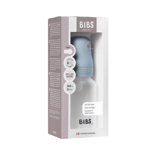 BIBS Baby Bottle Complete Set 150ml Silicone - Baby Blue