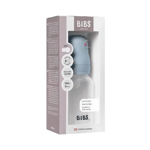 BIBS Baby Bottle Complete Set Silicone Baby Blue