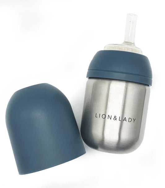 The Lion & Lady Toddler Straw Cup - 210ml 18/8 Stainless Steel (More Colors)