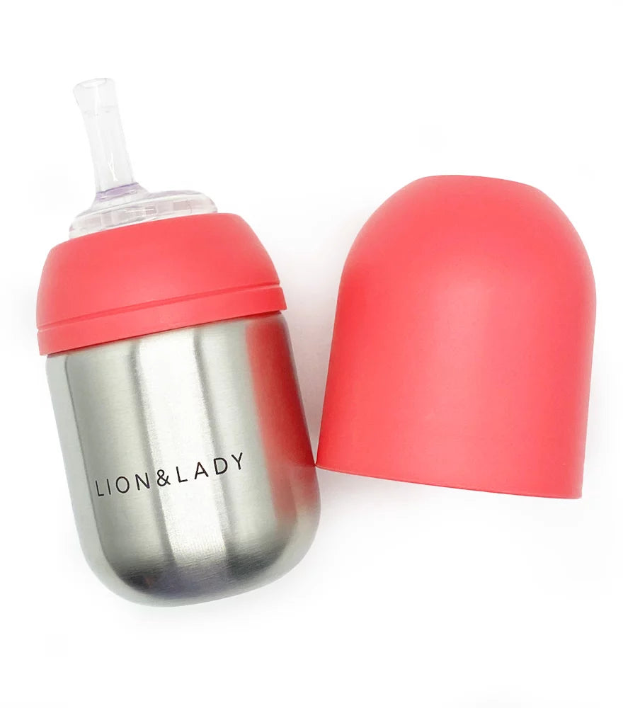 The Lion & Lady Toddler Straw Cup - 210ml 18/8 Stainless Steel (More Colors)
