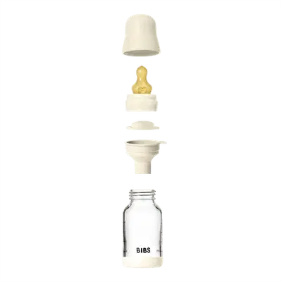 BIBS Glass Baby Bottle Complete Set Latex Ivory