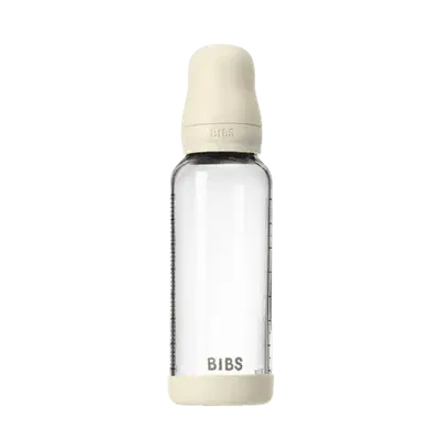 BIBS Glass Baby Bottle Complete Set 240ml Latex Ivory