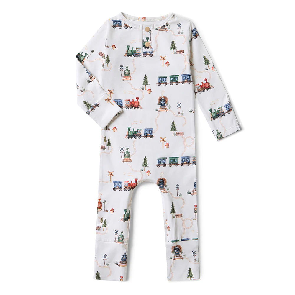 Snuggle Hunny, Trains Organic Growsuit