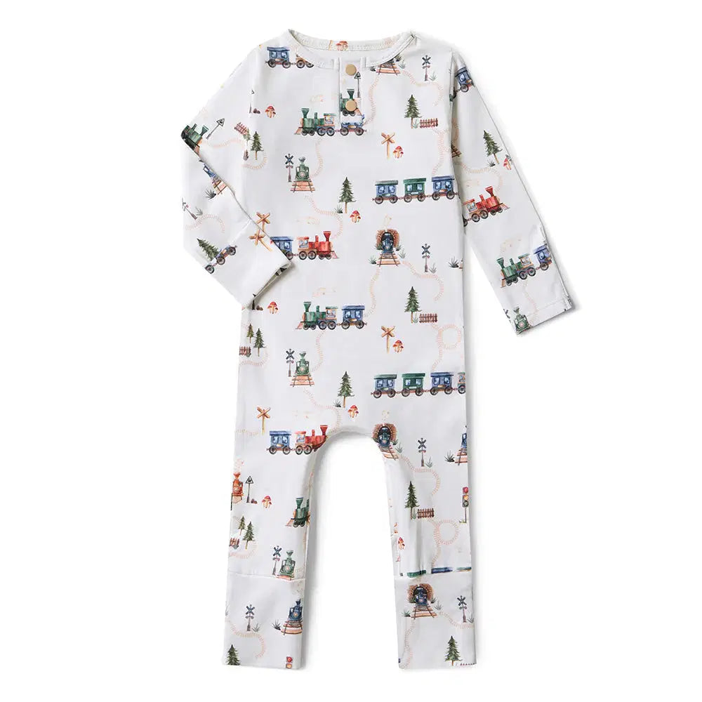 Snuggle Hunny, Trains Organic Growsuit