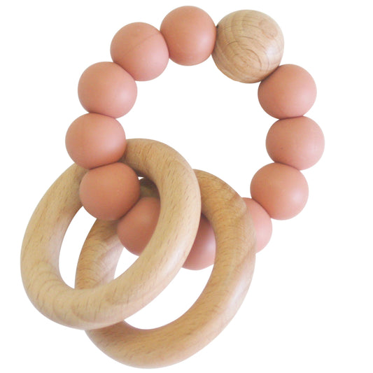 ALIMROSE Beechwood Teether Ring - Terracotta