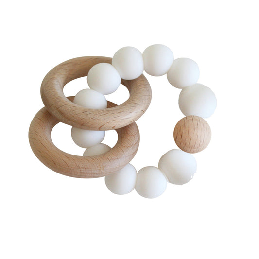 ALIMROSE Beechwood Teether Ring - Milk