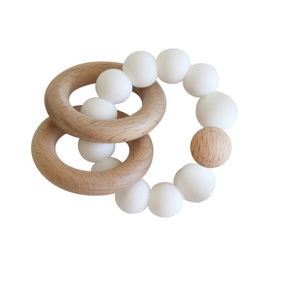 ALIMROSE Beechwood Teether Ring - Milk