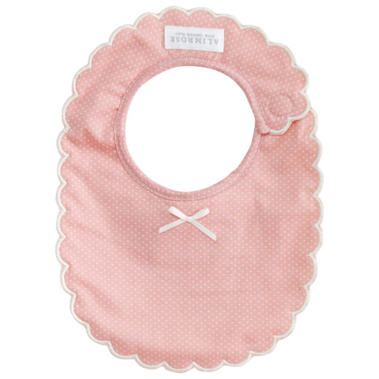 Alimrose Scallop Edge Bib Pink with Ivory Spot