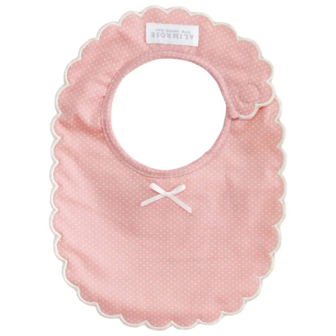 ALIMROSE, Scallop Edge Bib Pink with Ivory Spot