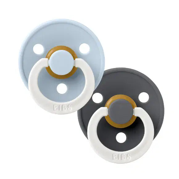 BIBS Iron/Baby Blue GLOW Round S1 , Latex (2pk)