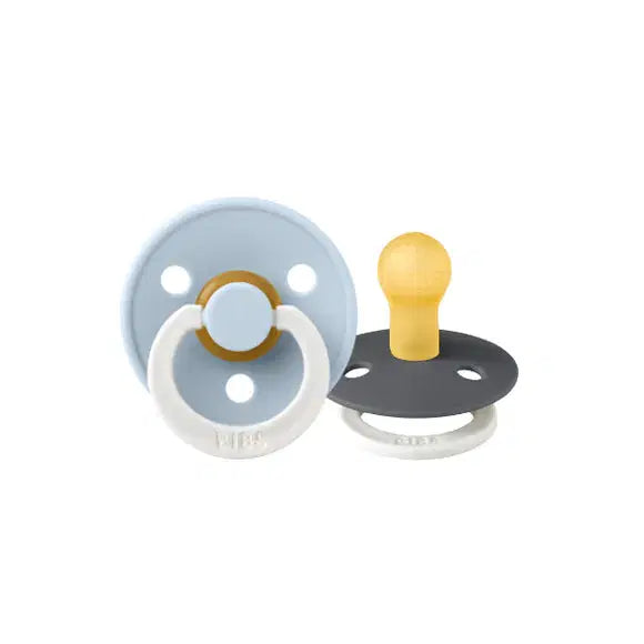 BIBS Iron/Baby Blue GLOW Round S1 , Latex (2pk)
