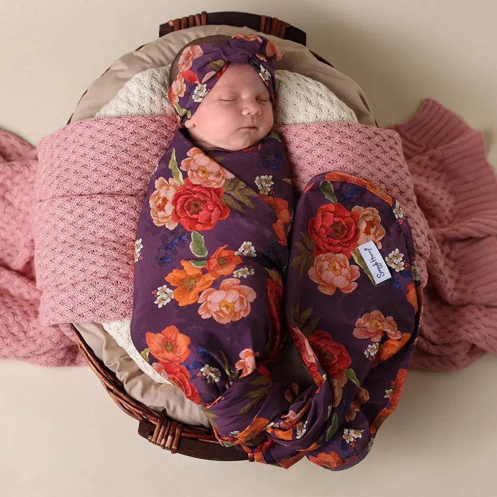 Snuggle Hunny Sienna Organic Jersey Wrap Topknot Set