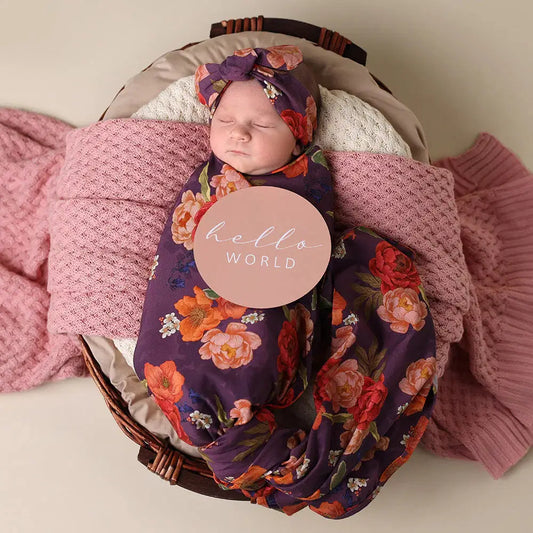 Snuggle Hunny Sienna Organic Jersey Wrap Topknot Set