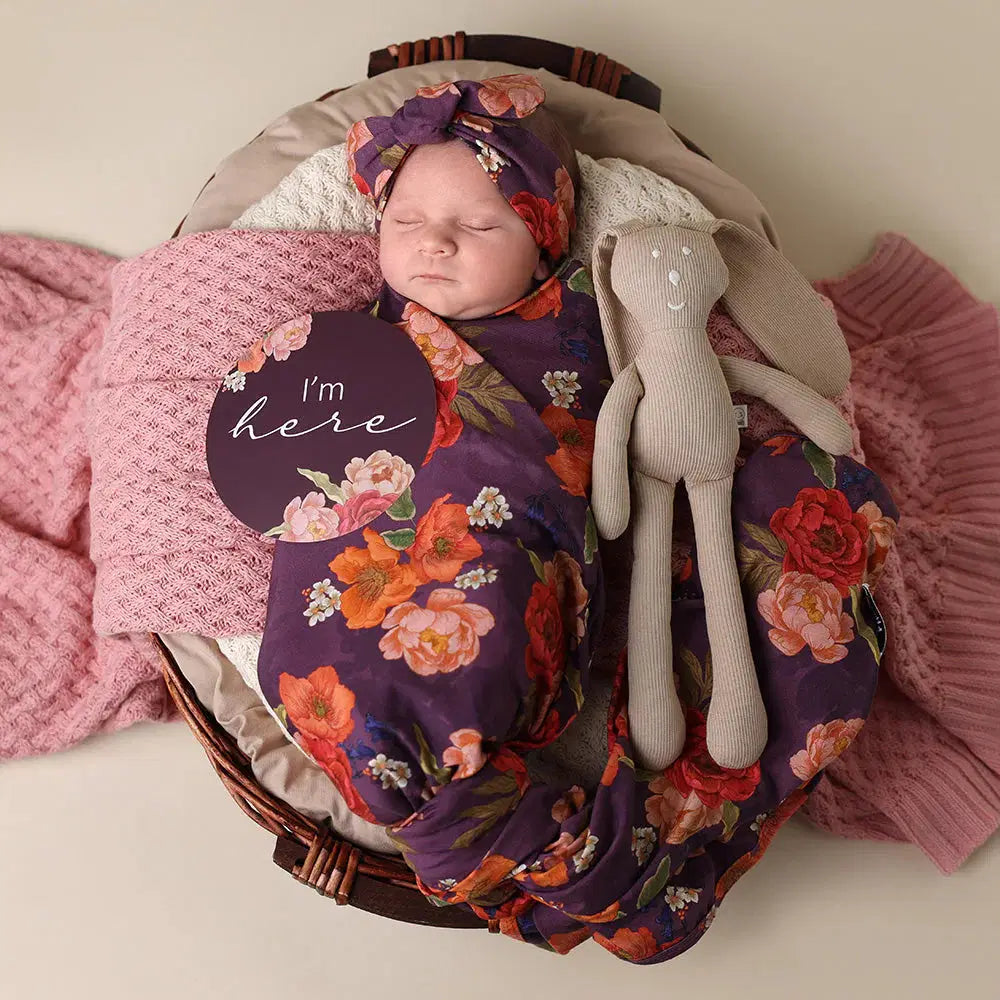 Snuggle Hunny Sienna Organic Jersey Wrap Topknot Set