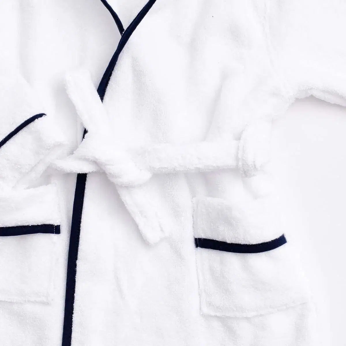 Monica + Andy Terry Bathrobe White Navy 0–6 Month