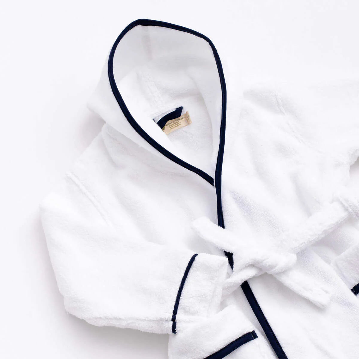Monica+Andy Terry Bathrobe White + Navy 0_6 Month