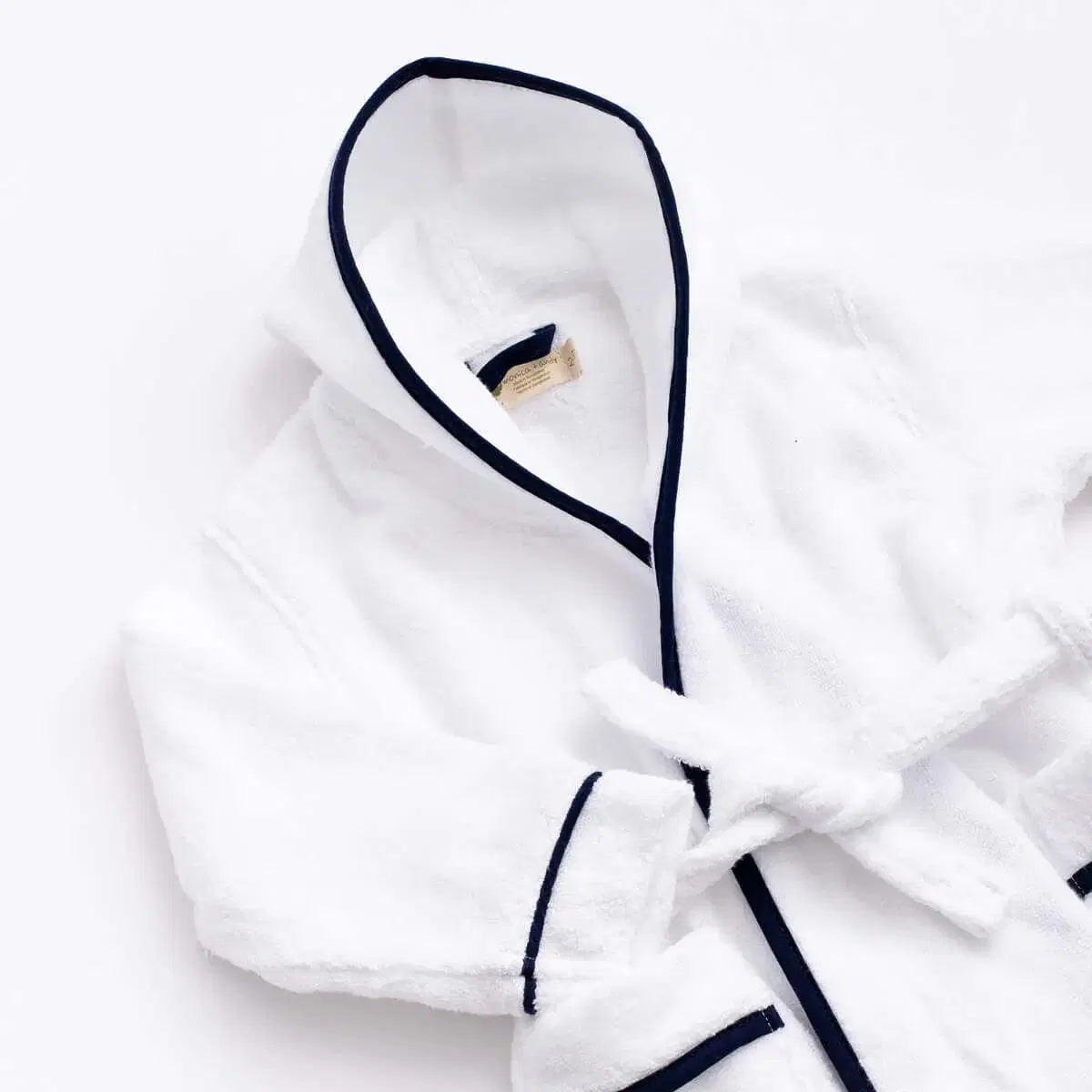 Monica + Andy Terry Bathrobe White Navy 0–6 Month
